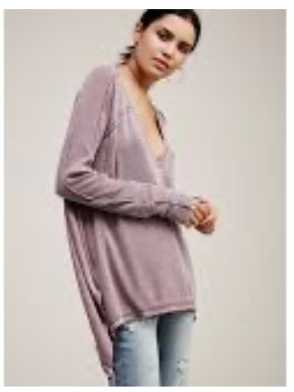 Free People Dusty Plum V-Neck Long Sleeve Tunic